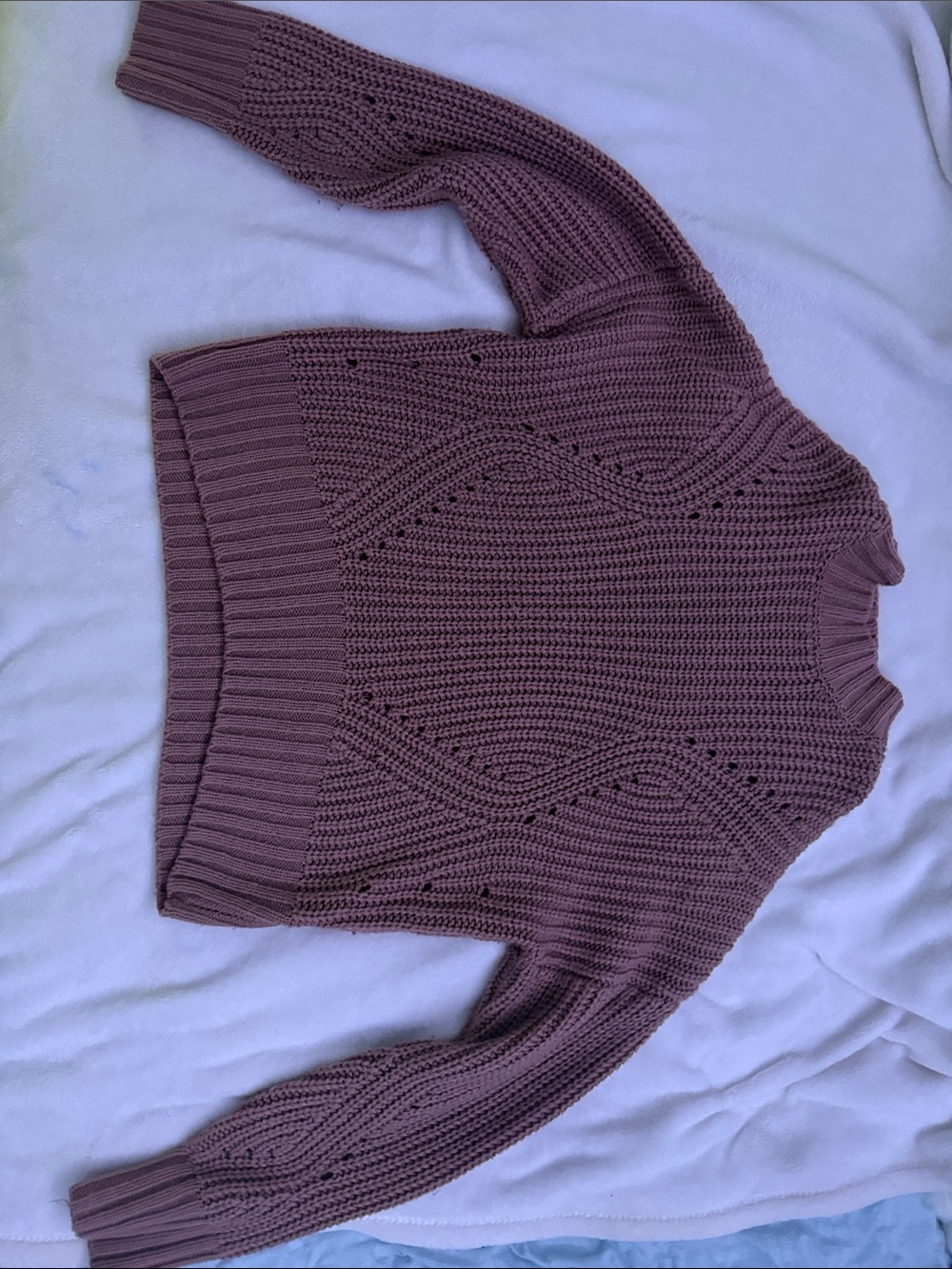 Knit Cable Crewneck Sweater - Brown